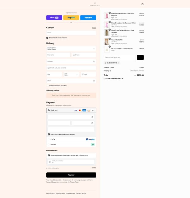 Abbey Glass checkout page showing Abbey Glass discount code box | Screenshot taken by SimplyCodes community member on Jul 10, 2025