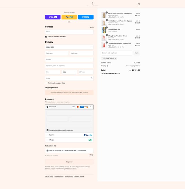 Abbey Glass checkout page showing Abbey Glass discount code box | Screenshot taken by SimplyCodes community member on Jul 19, 2025