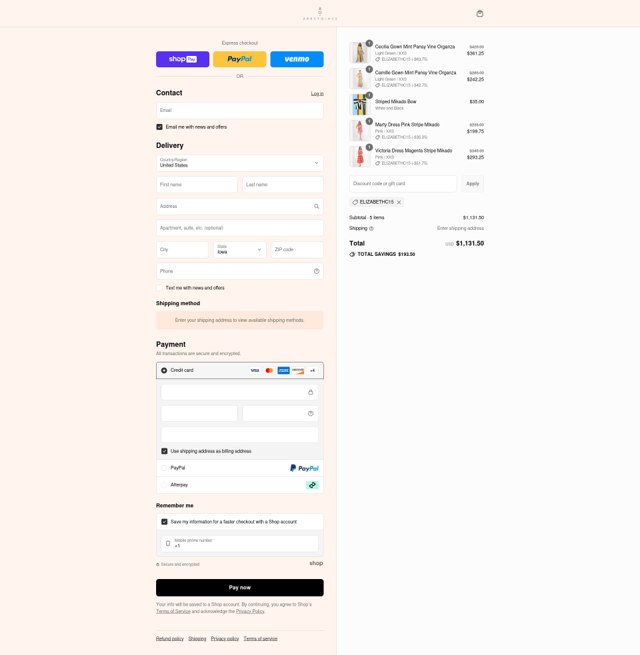 Abbey Glass checkout page showing Abbey Glass discount code box | Screenshot taken by SimplyCodes community member on Jul 28, 2025