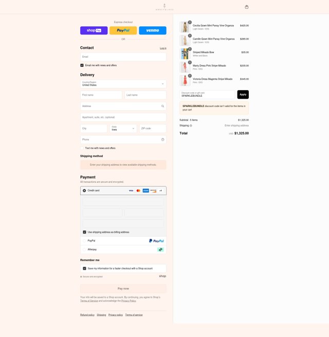 Abbey Glass checkout page showing Abbey Glass discount code box | Screenshot taken by SimplyCodes community member on Jul 28, 2025