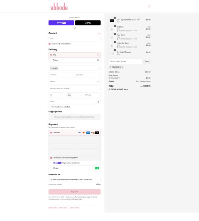 Abbode checkout page showing Abbode discount code box | Screenshot taken by SimplyCodes community member on Aug 10, 2025