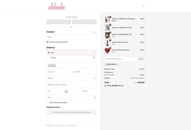 Abbode checkout page showing Abbode discount code box | Screenshot taken by SimplyCodes community member on Sep 5, 2025