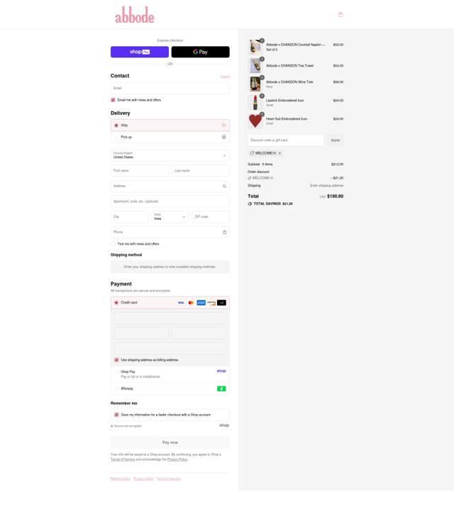 Abbode checkout page showing Abbode discount code box | Screenshot taken by SimplyCodes community member on Aug 28, 2025