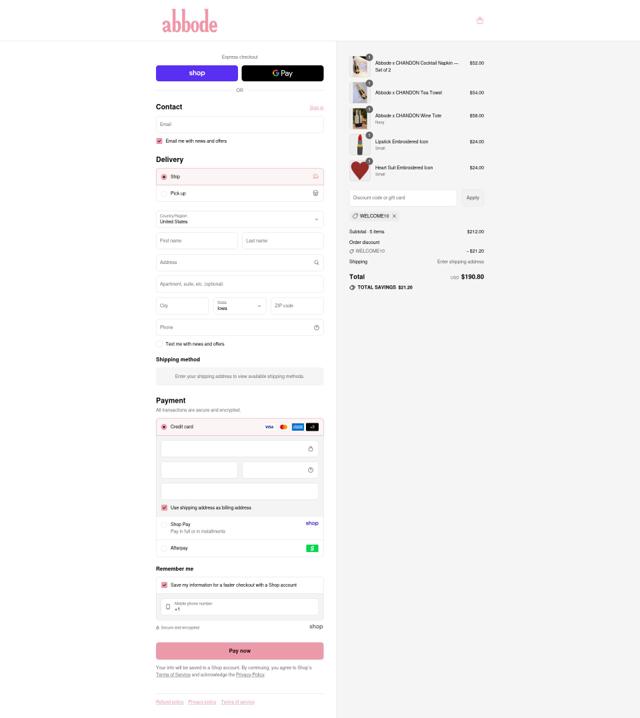 Abbode checkout page showing Abbode discount code box | Screenshot taken by SimplyCodes community member on Sep 9, 2025