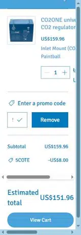 5COTE coupon verification screenshot