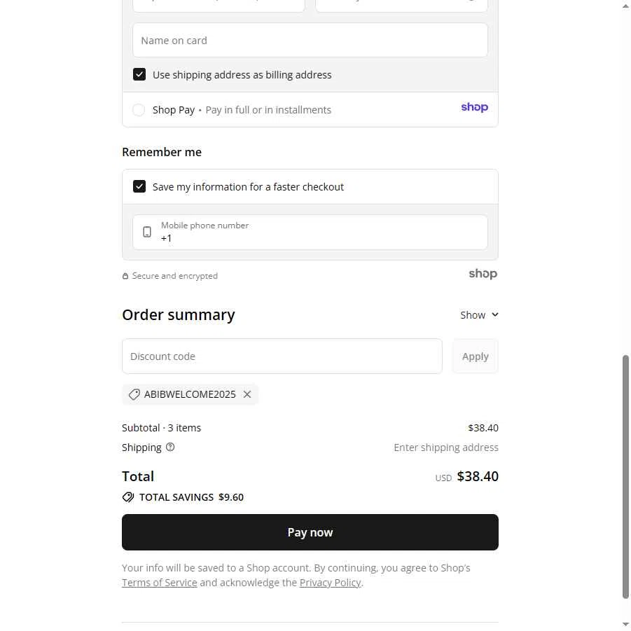 Abib US checkout page showing Abib US promo code box | Screenshot taken by SimplyCodes community member on Dec 16, 2025