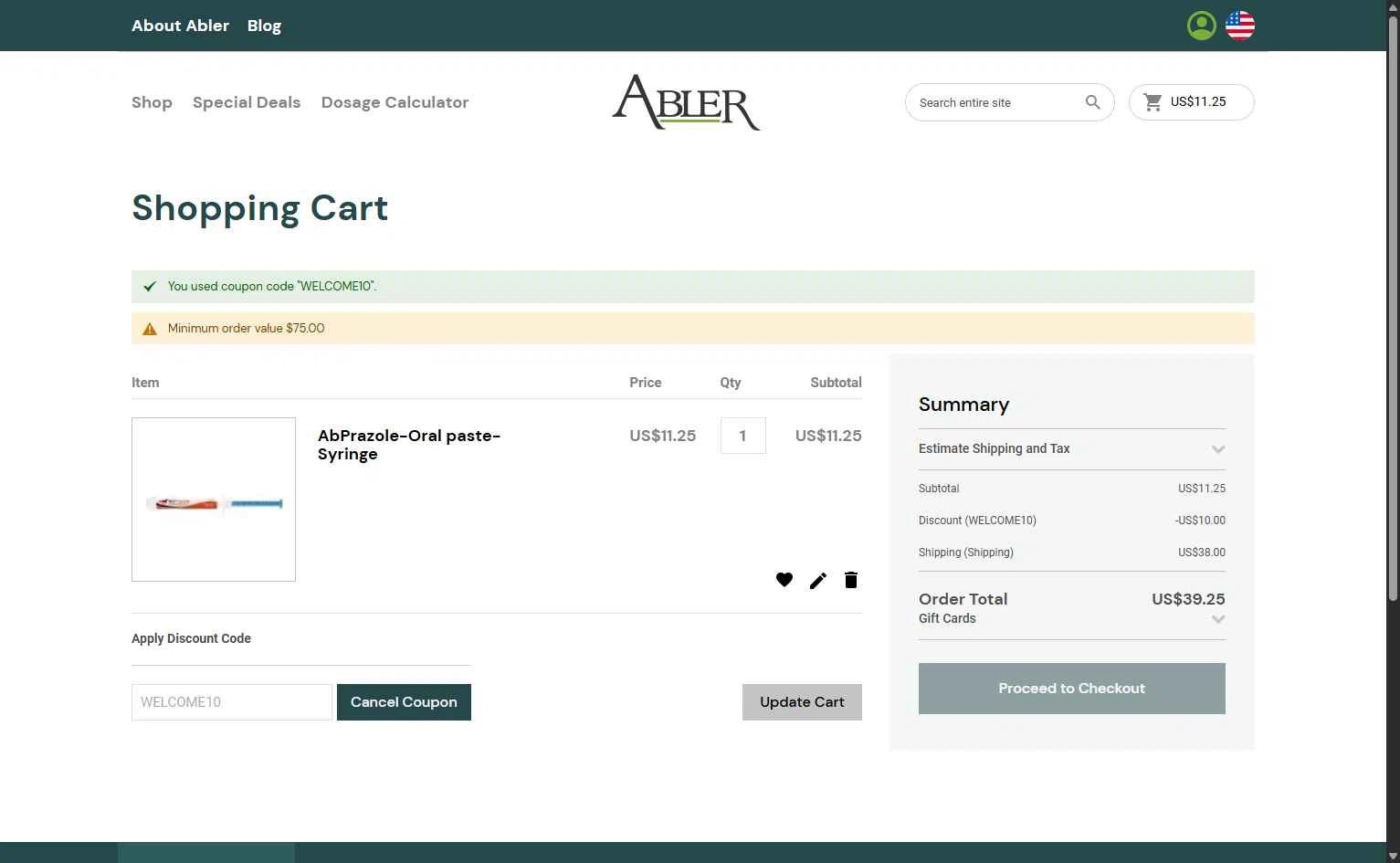 Abler checkout page showing Abler discount code box | Screenshot taken by SimplyCodes community member on Dec 17, 2025