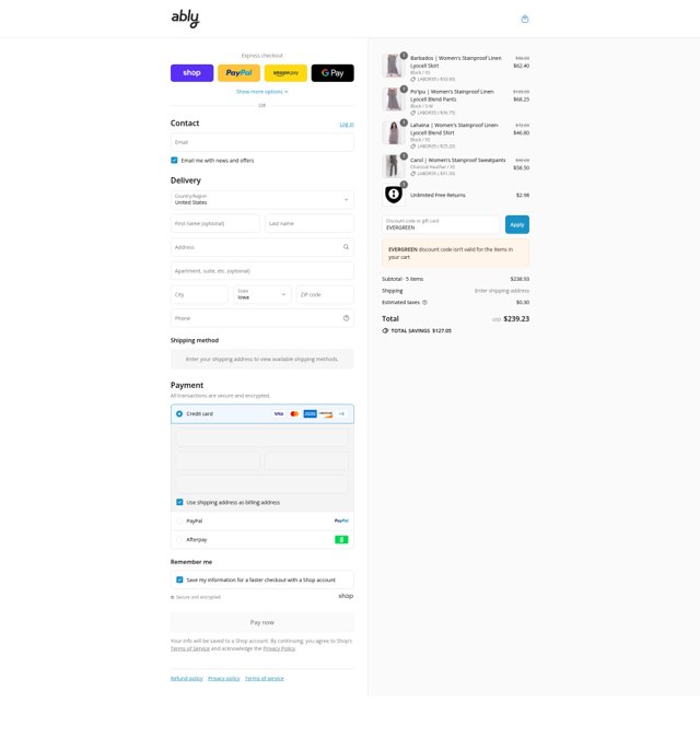Ably checkout page showing Ably discount code box | Screenshot taken by SimplyCodes community member on Sep 3, 2025
