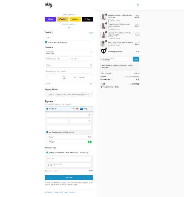 Ably checkout page showing Ably discount code box | Screenshot taken by SimplyCodes community member on Sep 3, 2025