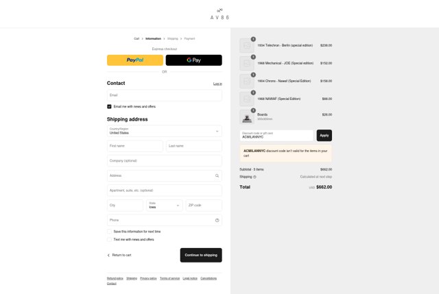 About Vintage checkout page showing About Vintage promo code box | Screenshot taken by SimplyCodes community member on Aug 26, 2025