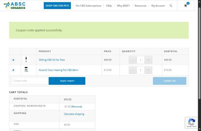 ABSC Organics checkout page showing ABSC Organics coupon code box | Screenshot taken by SimplyCodes community member on Jul 19, 2025