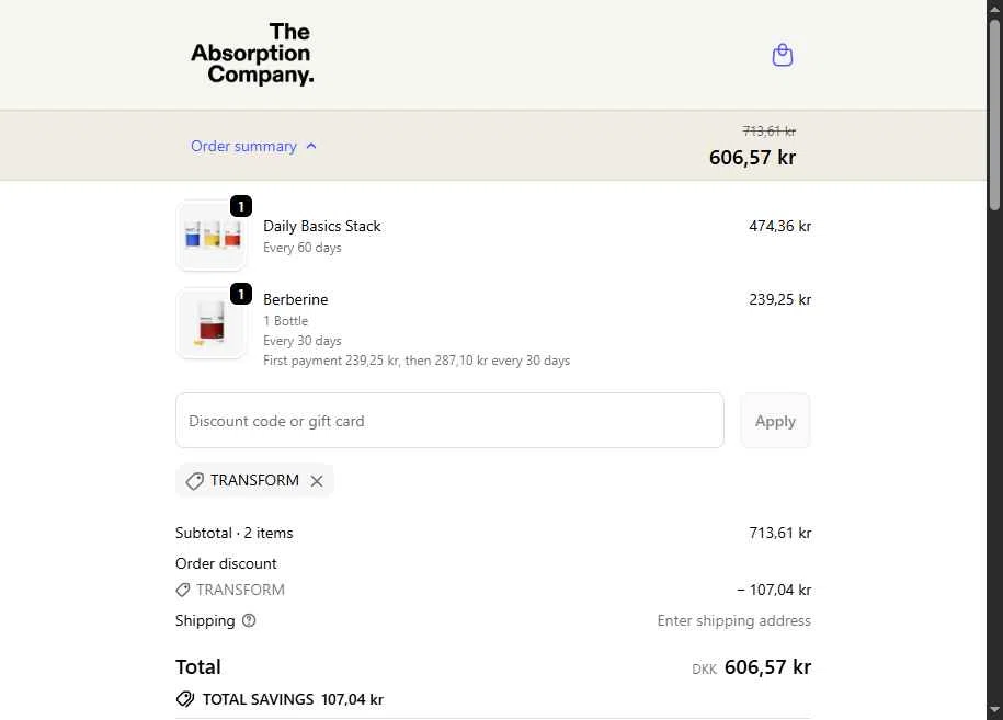 Verification screenshot for 15% Off Storewide at The Absorption Company — 40d ago