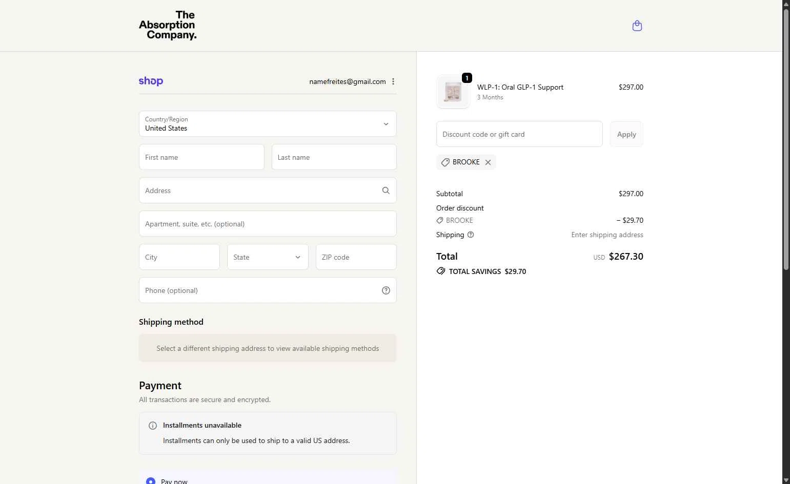 Verification screenshot for Free Gift Storewide at The Absorption Company — 51d ago