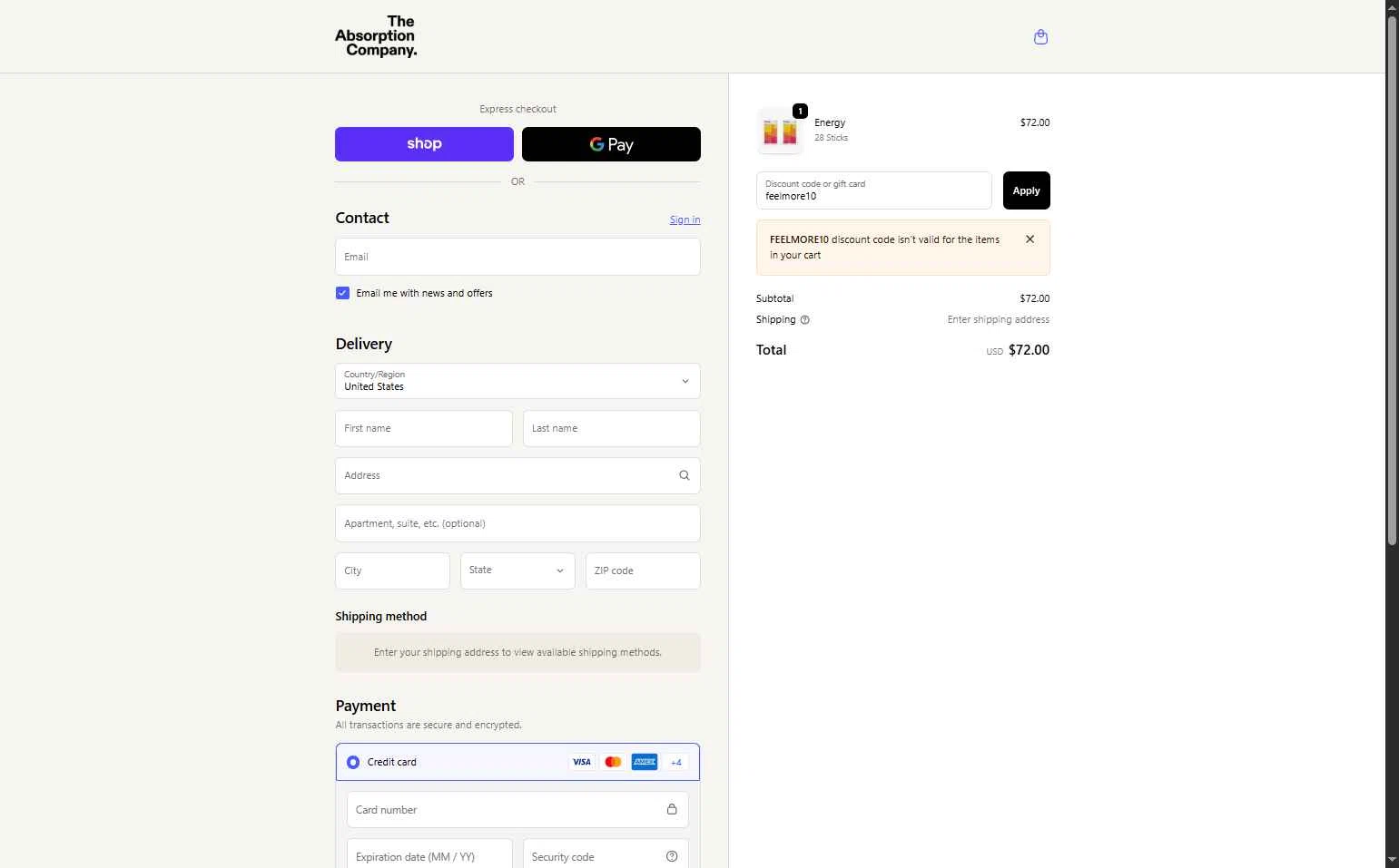Verification screenshot for 25% Off Subscribe And Save at The Absorption Company — 6mo ago