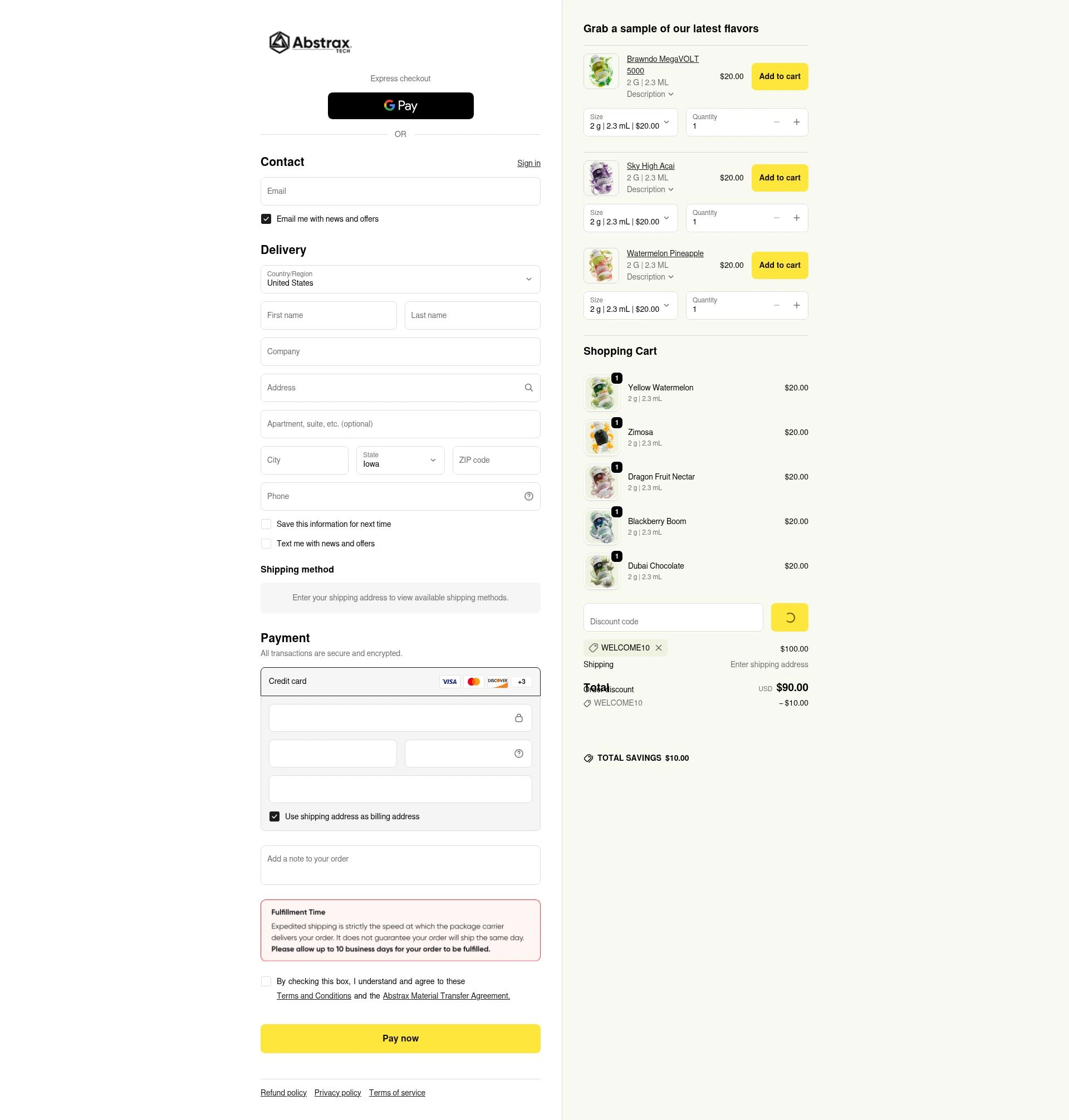 Abstrax Tech checkout page showing Abstrax Tech discount code box | Screenshot taken by SimplyCodes community member on Feb 1, 2026