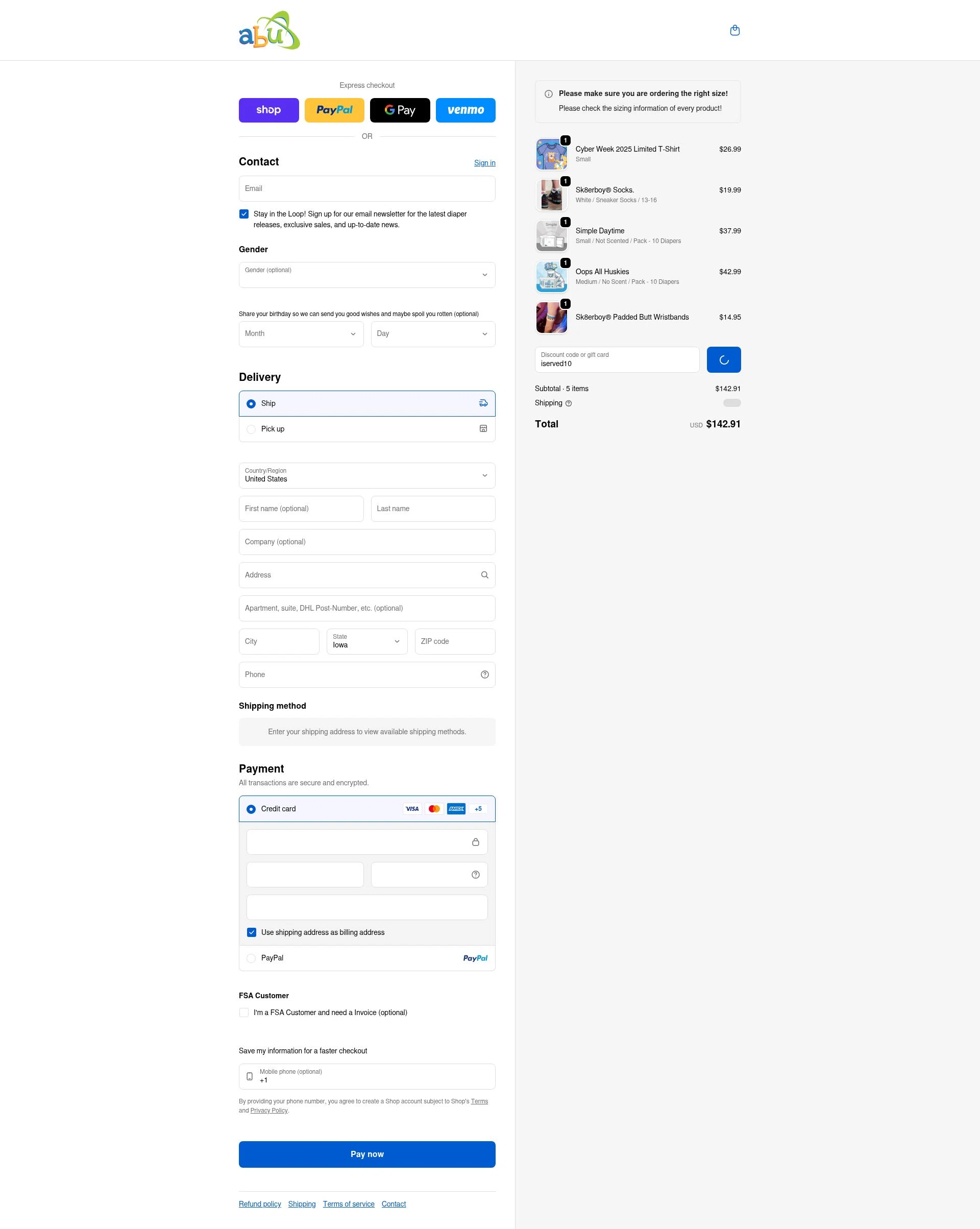 ABUniverse checkout page showing ABUniverse discount code box | Screenshot taken by SimplyCodes community member on Feb 3, 2026