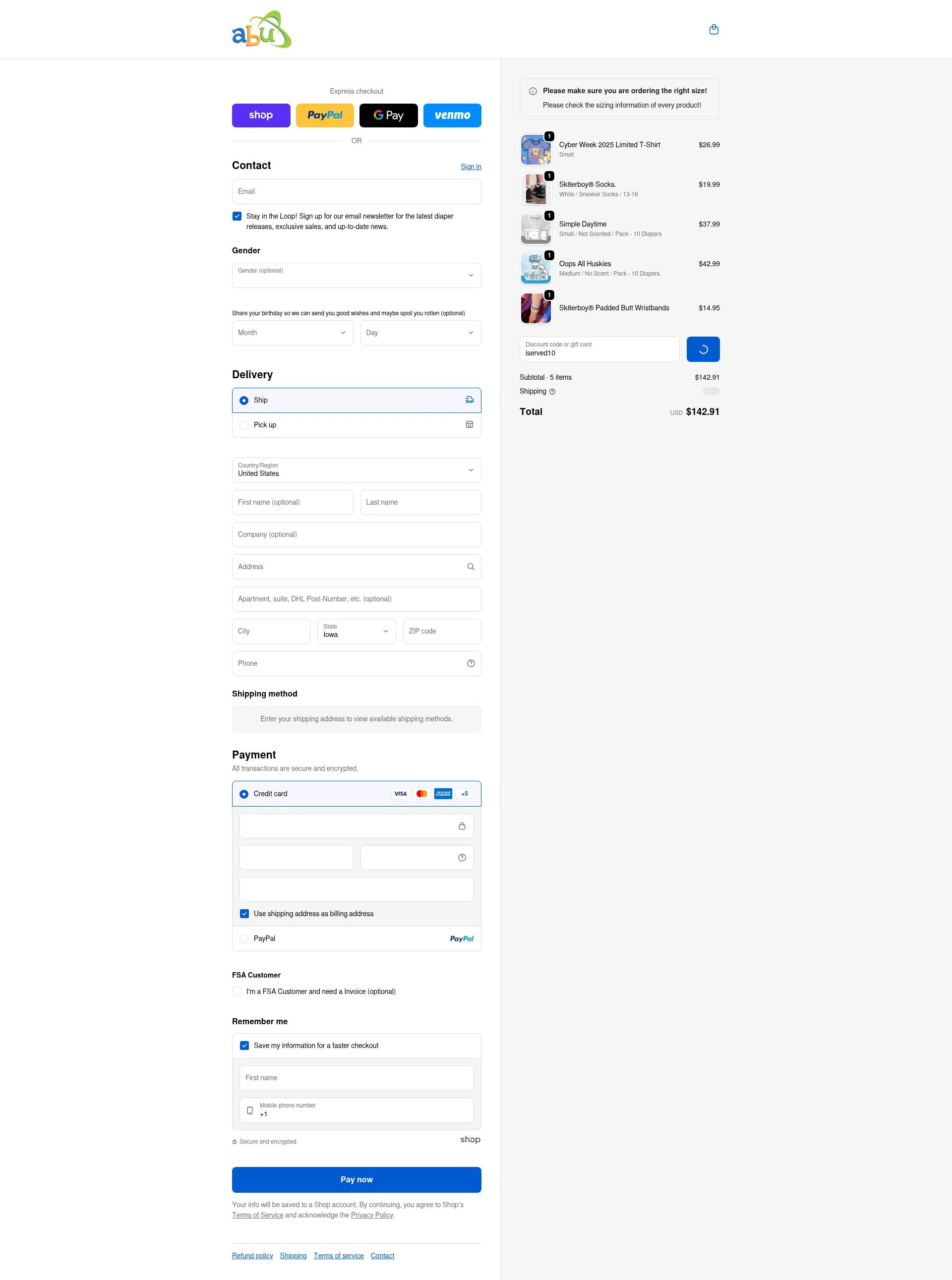 ABUniverse checkout page showing ABUniverse discount code box | Screenshot taken by SimplyCodes community member on Jan 30, 2026