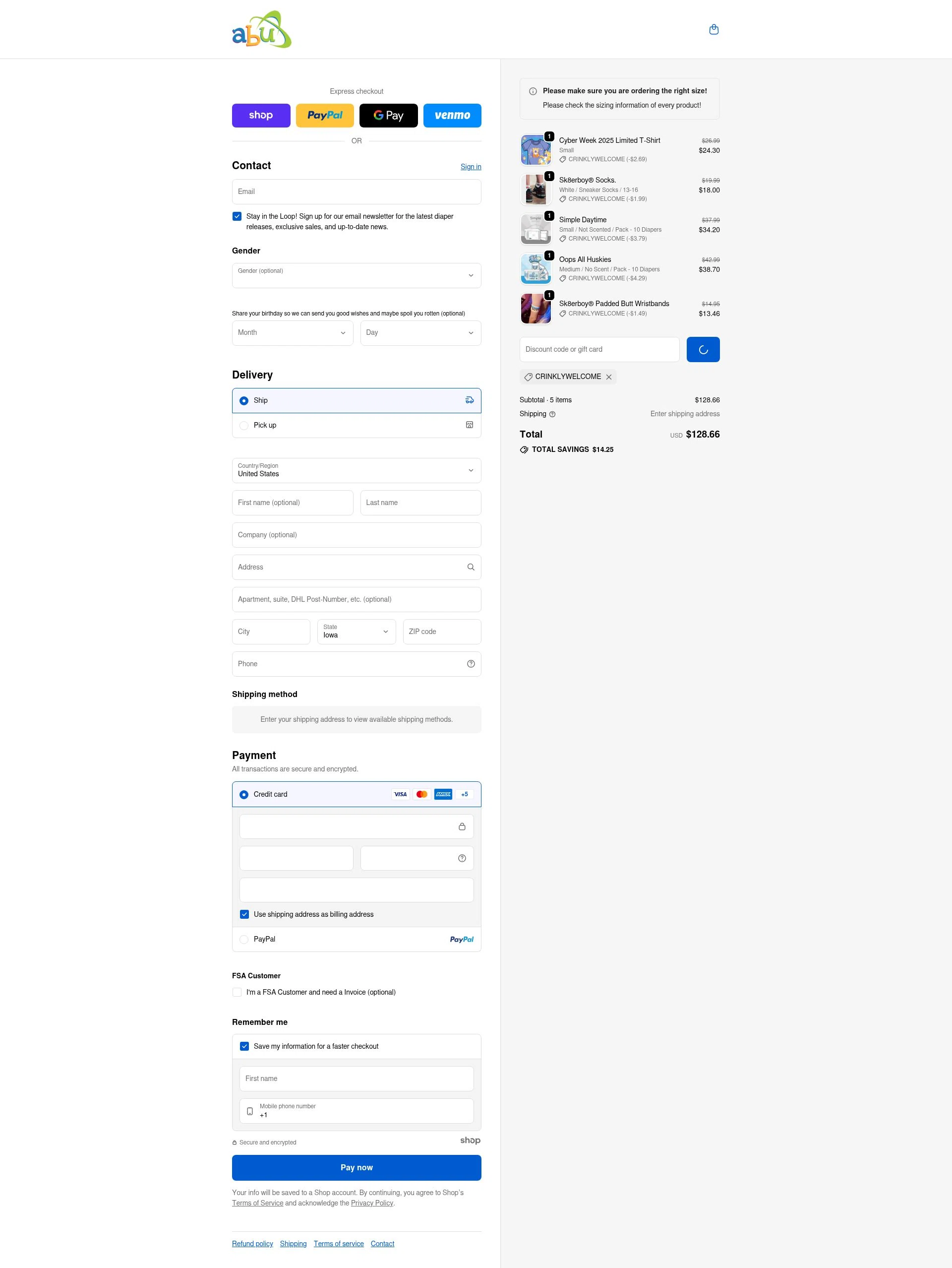 ABUniverse checkout page showing ABUniverse discount code box | Screenshot taken by SimplyCodes community member on Jan 1, 2026