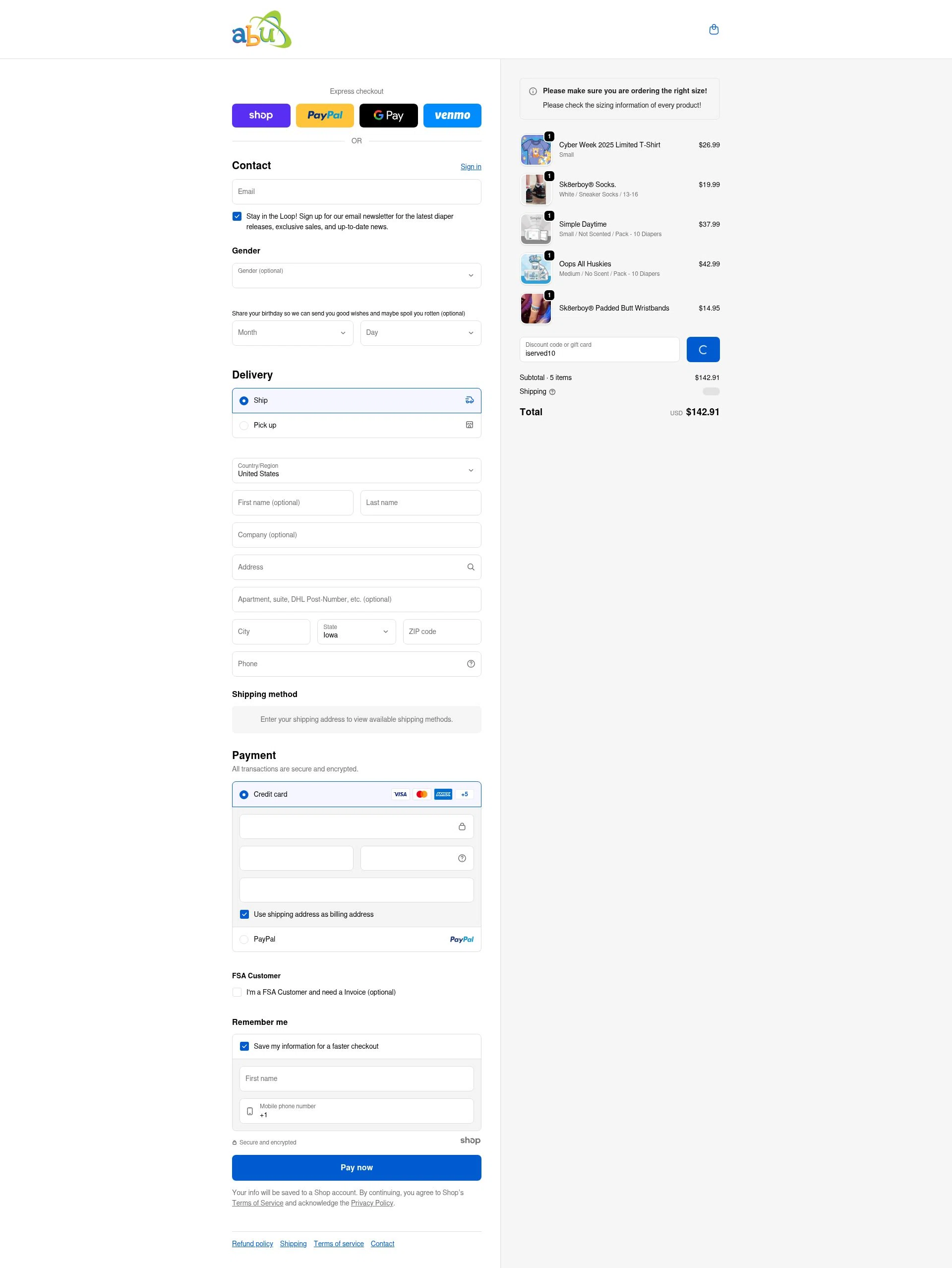 ABUniverse checkout page showing ABUniverse discount code box | Screenshot taken by SimplyCodes community member on Jan 16, 2026