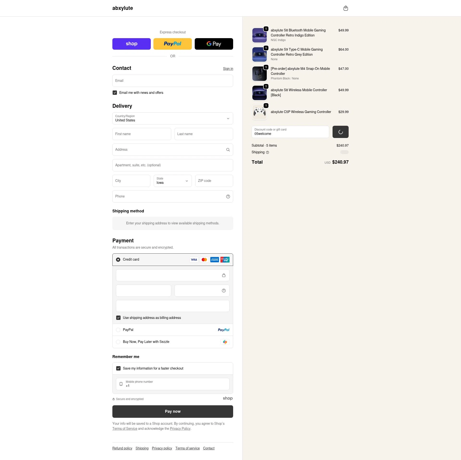 abxylute checkout page showing abxylute discount code box | Screenshot taken by SimplyCodes community member on Jan 3, 2026