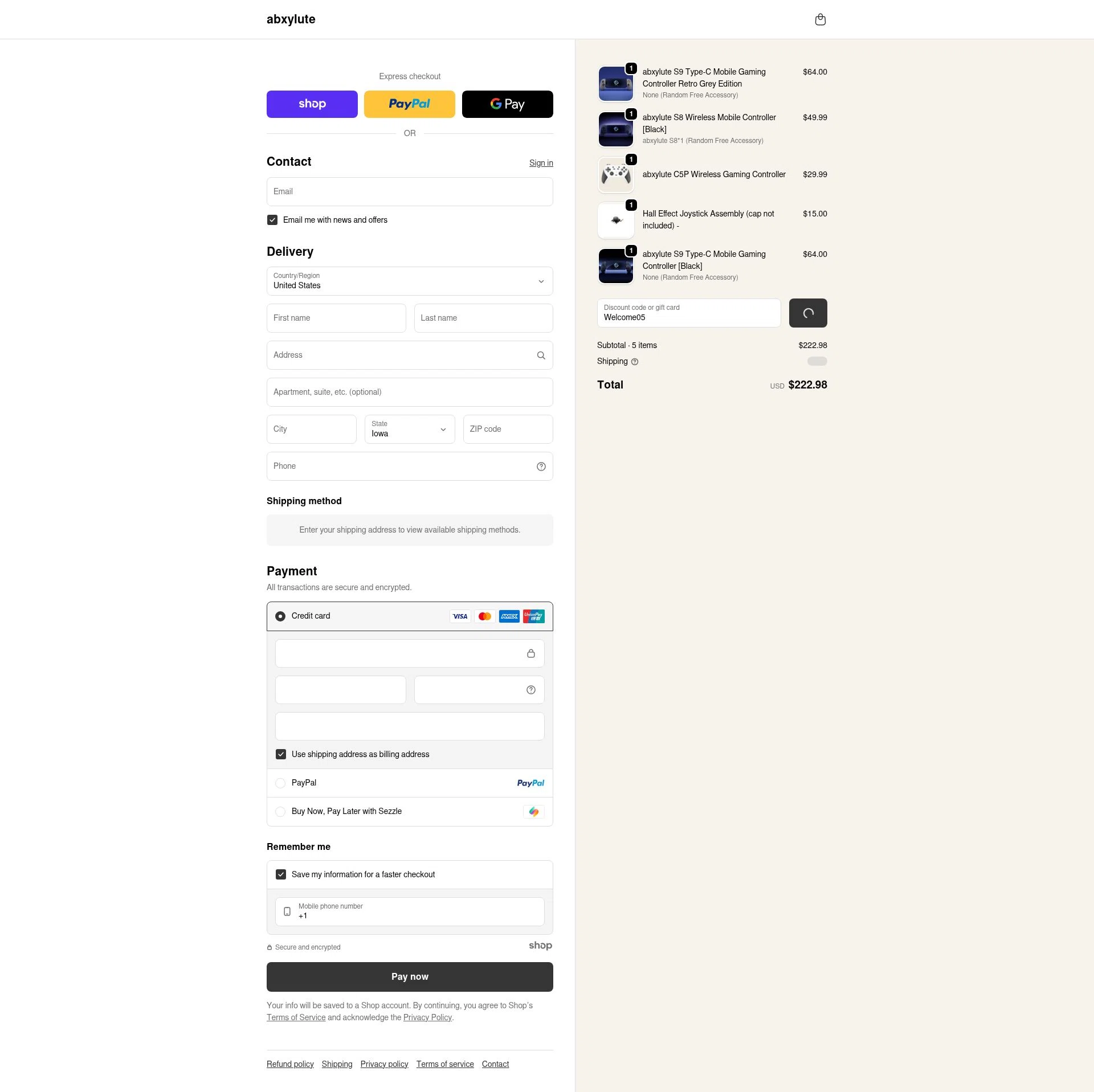 abxylute checkout page showing abxylute discount code box | Screenshot taken by SimplyCodes community member on Dec 18, 2025