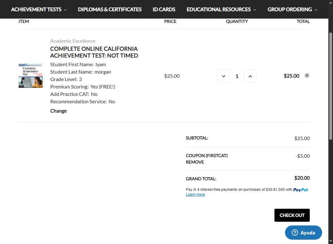 Academic Excellence checkout page showing Academic Excellence promo code box | Screenshot taken by SimplyCodes community member on Sep 28, 2025