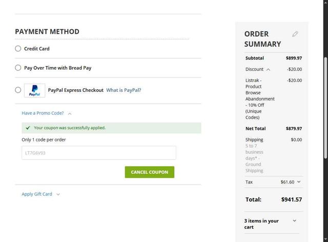 AccuQuilt checkout page showing AccuQuilt coupon code box | Screenshot taken by SimplyCodes community member on Sep 9, 2025