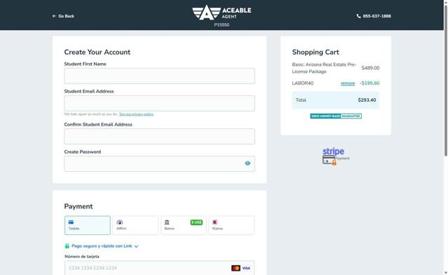 Aceable checkout page showing Aceable promo code box | Screenshot taken by SimplyCodes community member on Sep 8, 2025