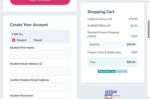 Aceable checkout page showing Aceable promo code box | Screenshot taken by SimplyCodes community member on Sep 1, 2025