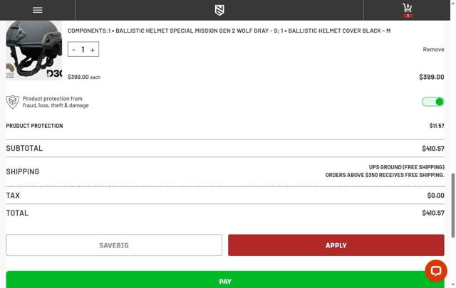 Ace Link Armor checkout page showing Ace Link Armor coupon code box | Screenshot taken by SimplyCodes community member on May 9, 2025