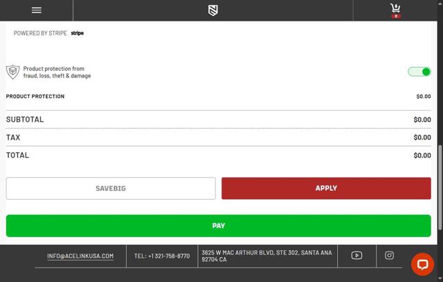 Ace Link Armor checkout page showing Ace Link Armor coupon code box | Screenshot taken by SimplyCodes community member on Jun 20, 2025