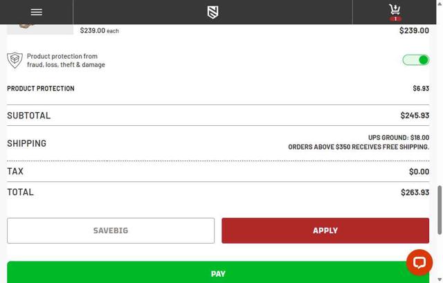 Ace Link Armor checkout page showing Ace Link Armor coupon code box | Screenshot taken by SimplyCodes community member on May 9, 2025