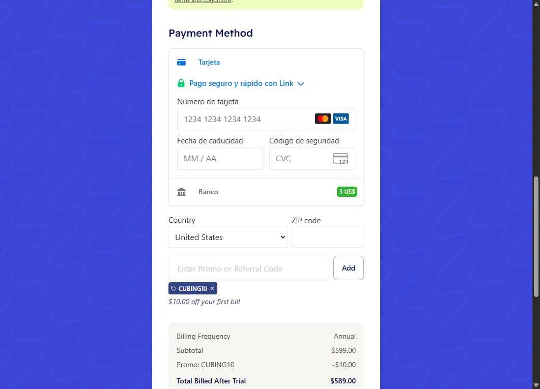 Acely.ai checkout page showing Acely.ai promo code box | Screenshot taken by SimplyCodes community member on Dec 20, 2025