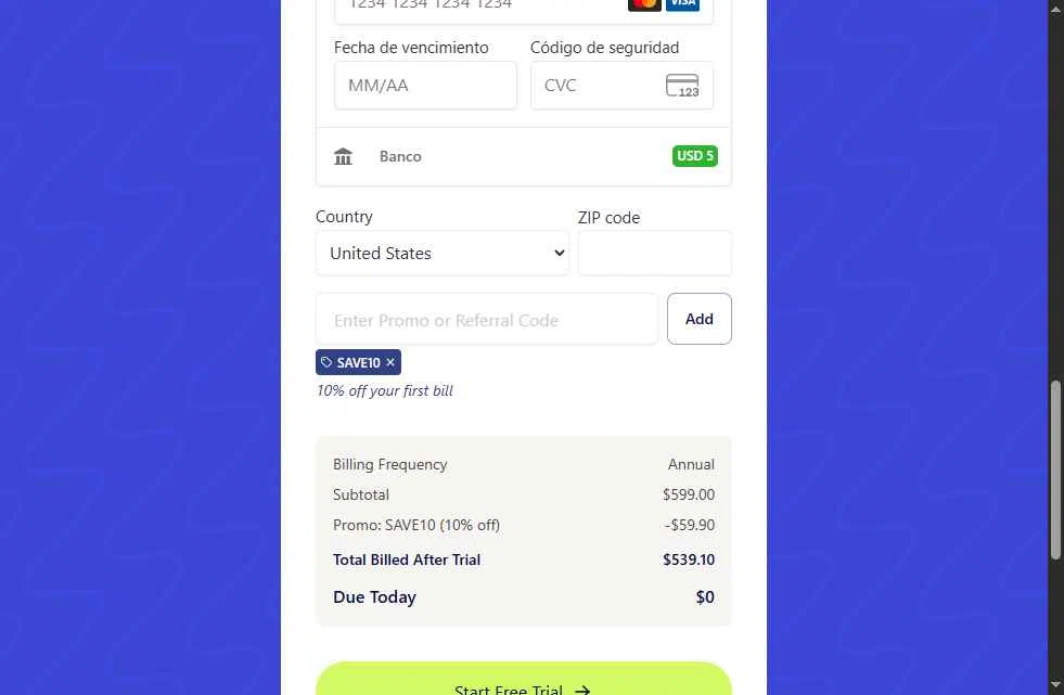 Acely.ai checkout page showing Acely.ai promo code box | Screenshot taken by SimplyCodes community member on Dec 20, 2025