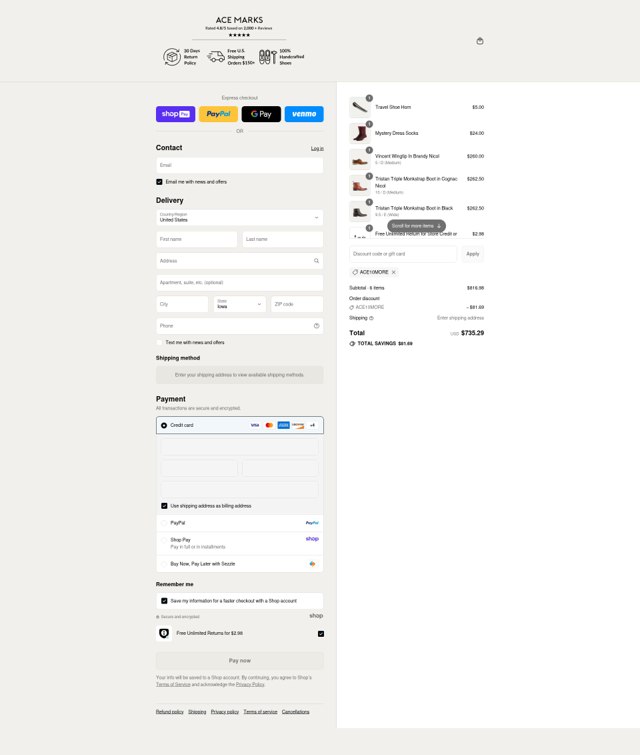Ace Marks checkout page showing Ace Marks discount code box | Screenshot taken by SimplyCodes community member on Aug 26, 2025