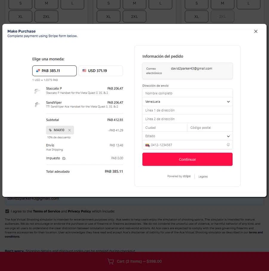 AceXR checkout page showing AceXR discount code box | Screenshot taken by SimplyCodes community member on Feb 11, 2026