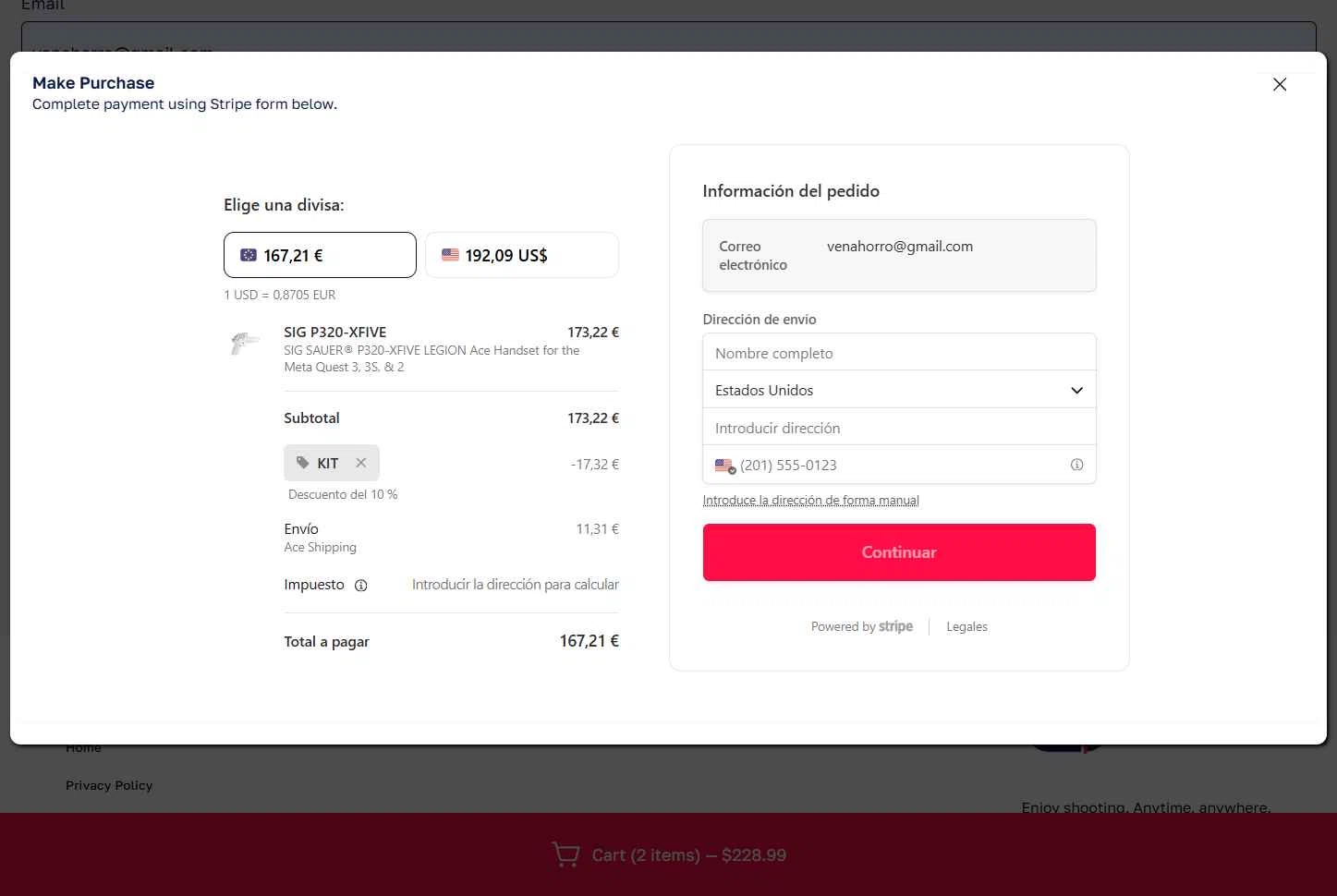 AceXR checkout page showing AceXR discount code box | Screenshot taken by SimplyCodes community member on Feb 11, 2026