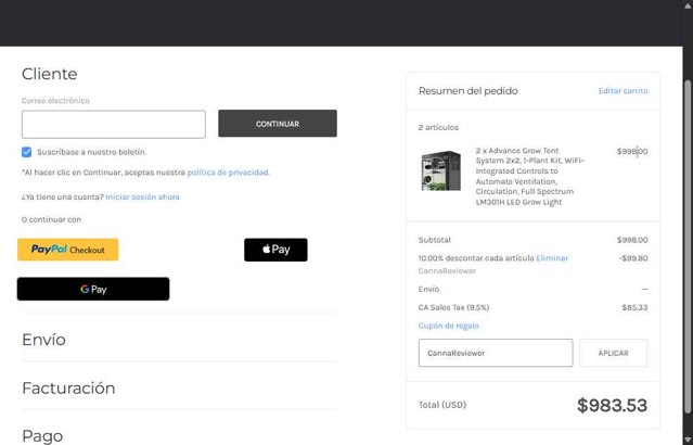 AC Infinity checkout page showing AC Infinity coupon code box | Screenshot taken by SimplyCodes community member on Aug 20, 2025