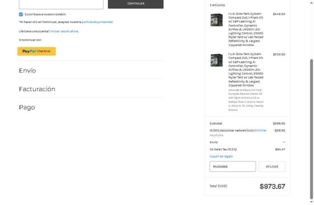 AC Infinity checkout page showing AC Infinity coupon code box | Screenshot taken by SimplyCodes community member on Aug 20, 2025