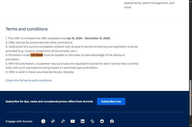 Acronis checkout page showing Acronis coupon code box | Screenshot taken by SimplyCodes community member on May 23, 2025