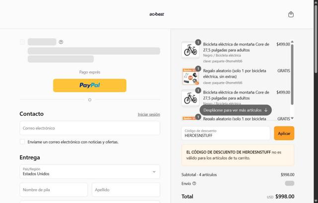Actbest checkout page showing Actbest discount code box | Screenshot taken by SimplyCodes community member on Sep 15, 2025