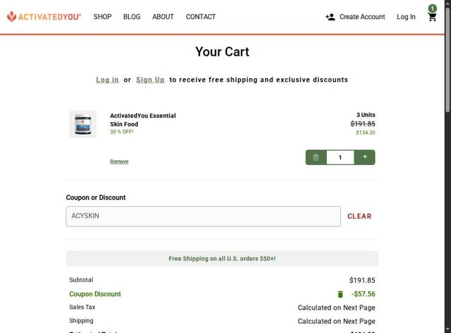 ActivatedYou checkout page showing ActivatedYou discount code box | Screenshot taken by SimplyCodes community member on Sep 3, 2025
