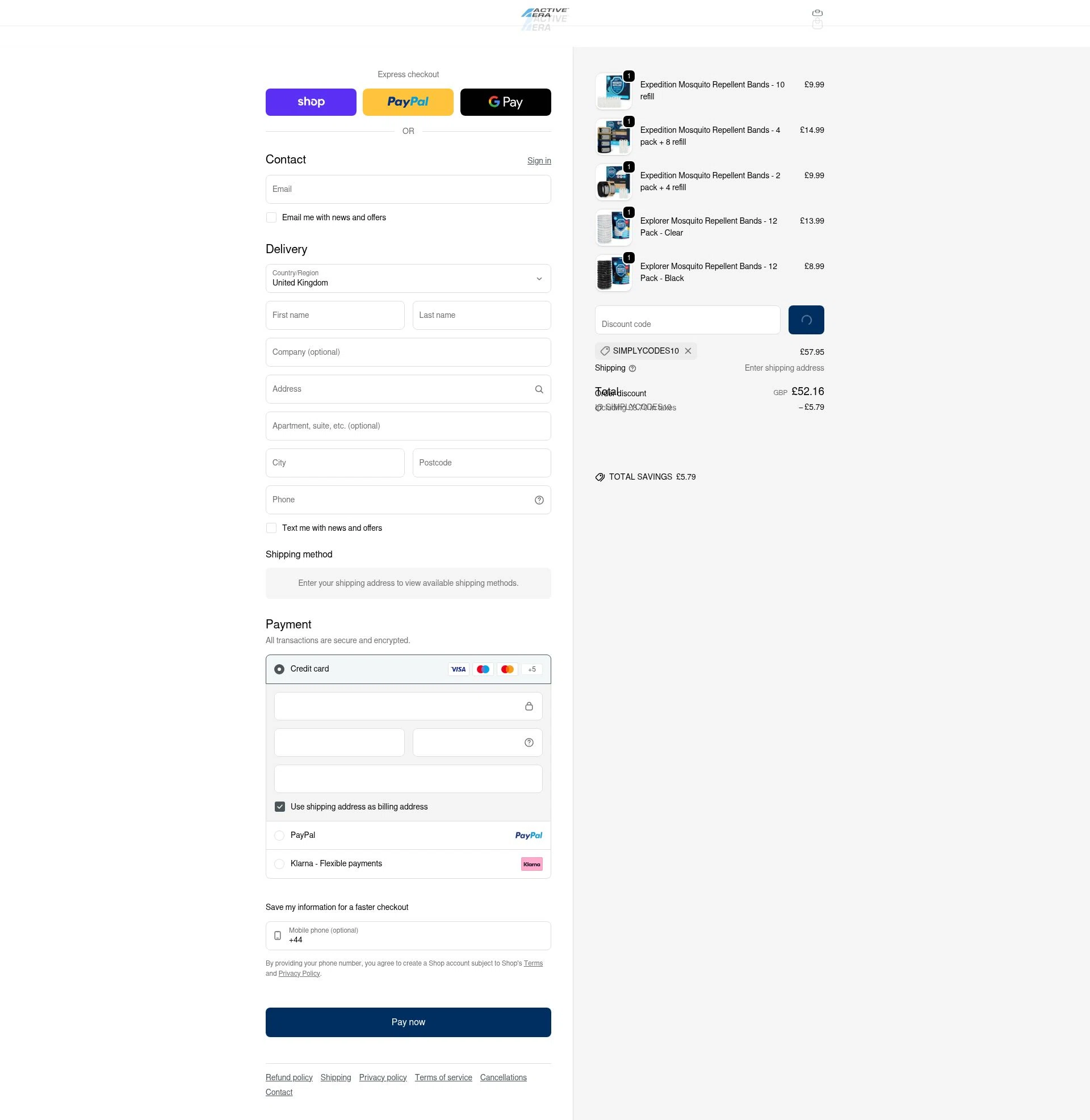 Active Era checkout page showing Active Era discount code box | Screenshot taken by SimplyCodes community member on Feb 4, 2026