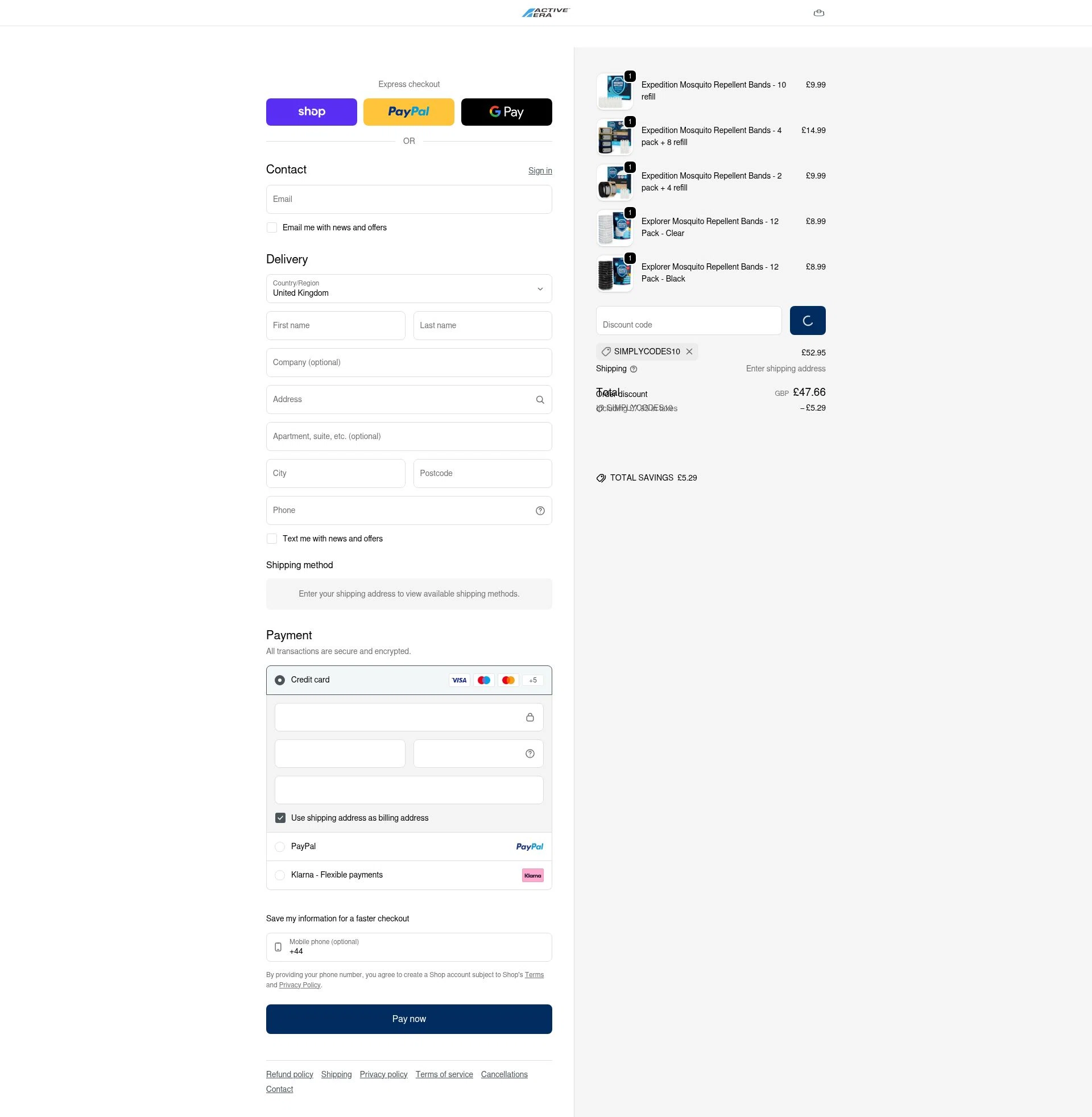 Active Era checkout page showing Active Era discount code box | Screenshot taken by SimplyCodes community member on Jan 17, 2026
