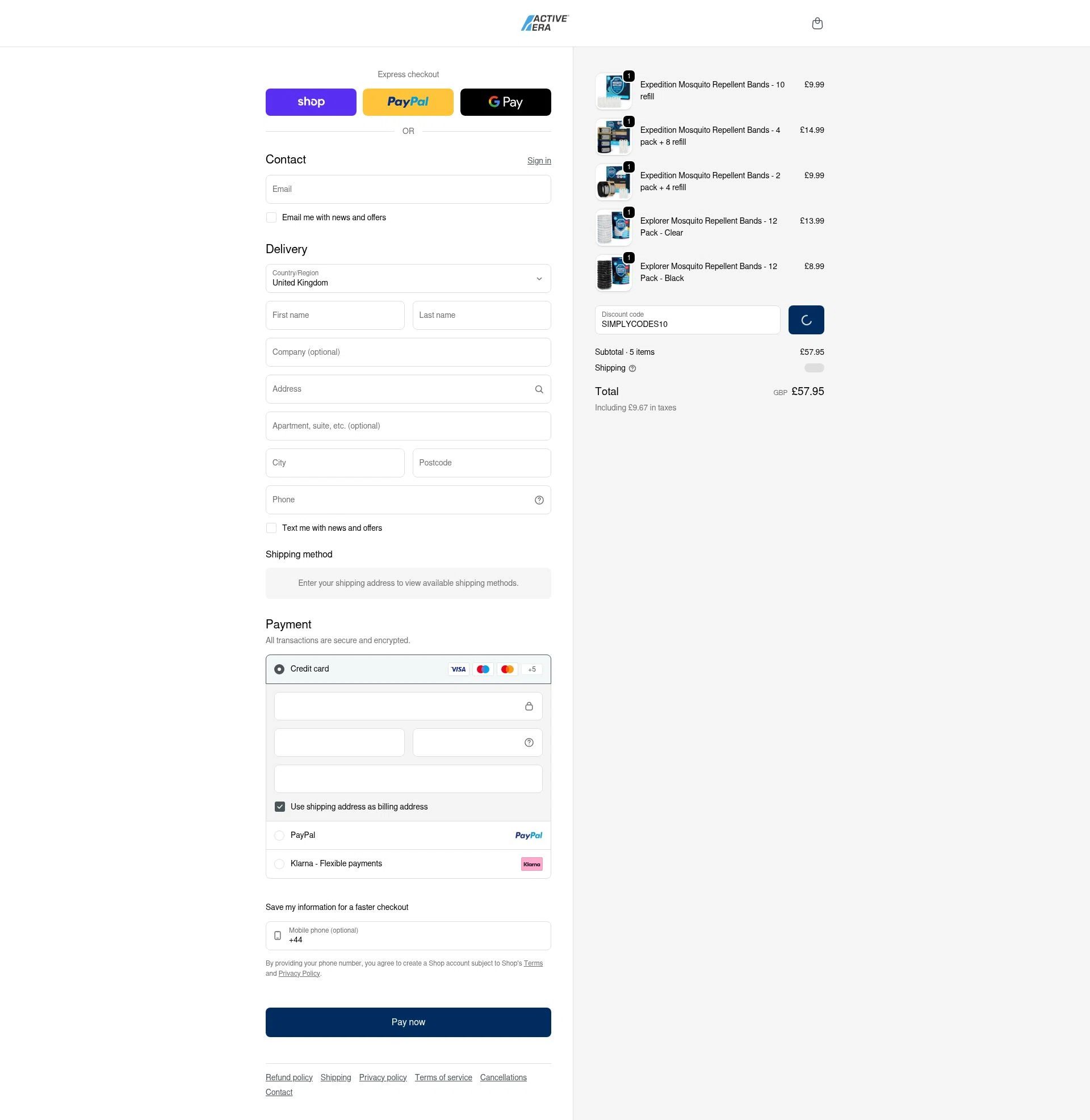 Active Era checkout page showing Active Era discount code box | Screenshot taken by SimplyCodes community member on Feb 13, 2026