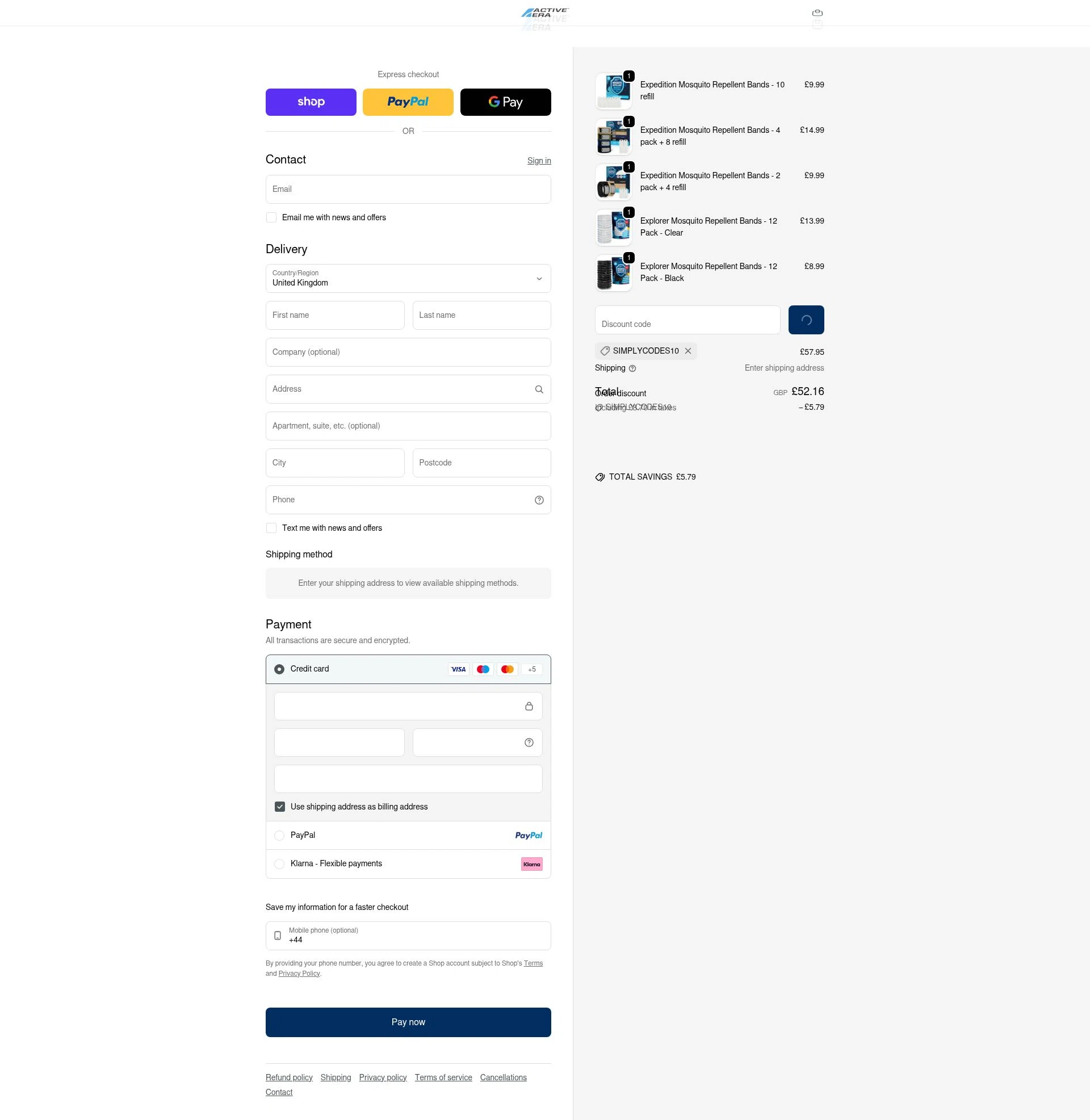 Active Era checkout page showing Active Era discount code box | Screenshot taken by SimplyCodes community member on Feb 17, 2026