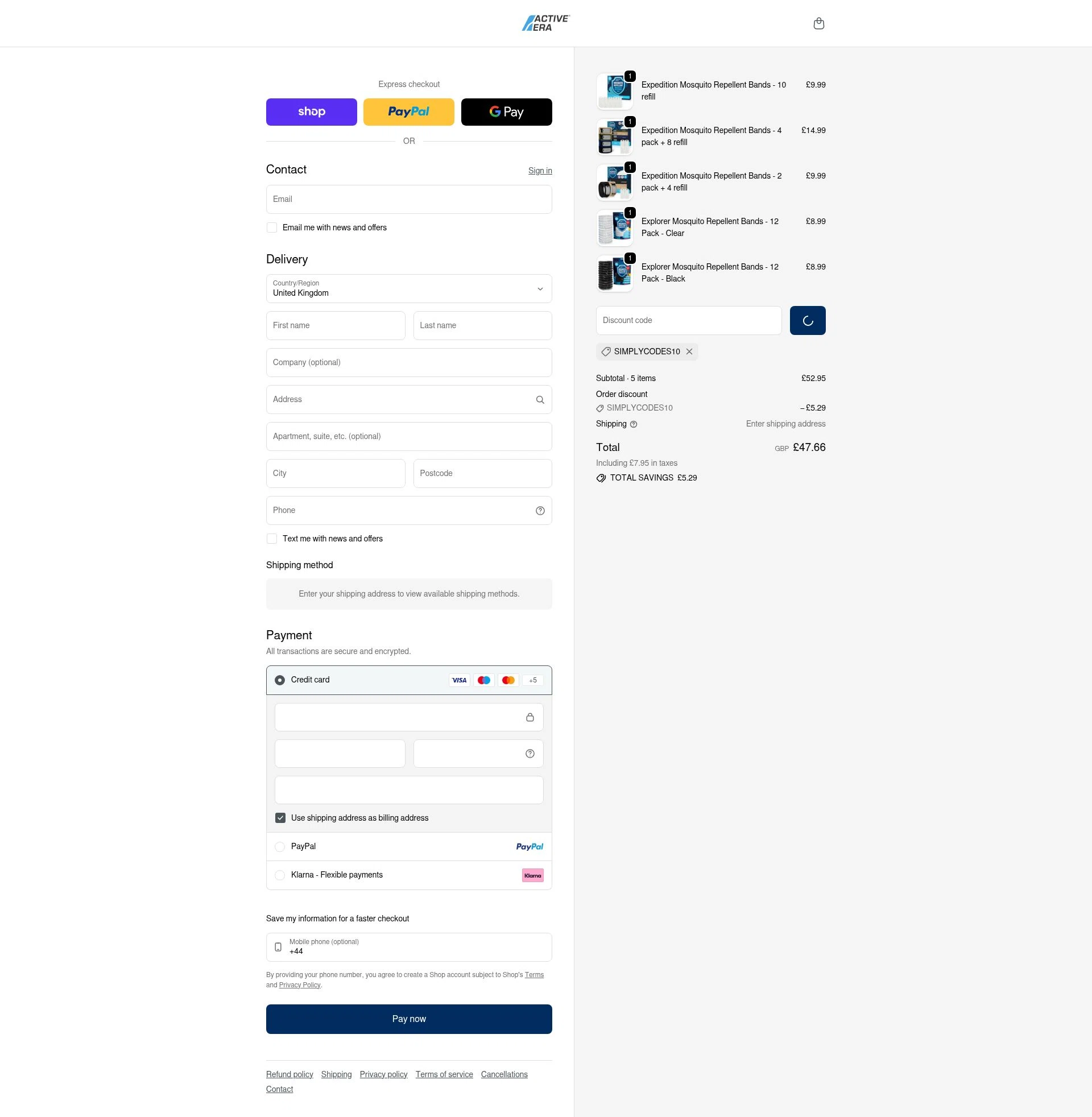 Active Era checkout page showing Active Era discount code box | Screenshot taken by SimplyCodes community member on Jan 11, 2026