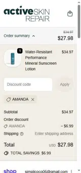 Amanda coupon verification screenshot