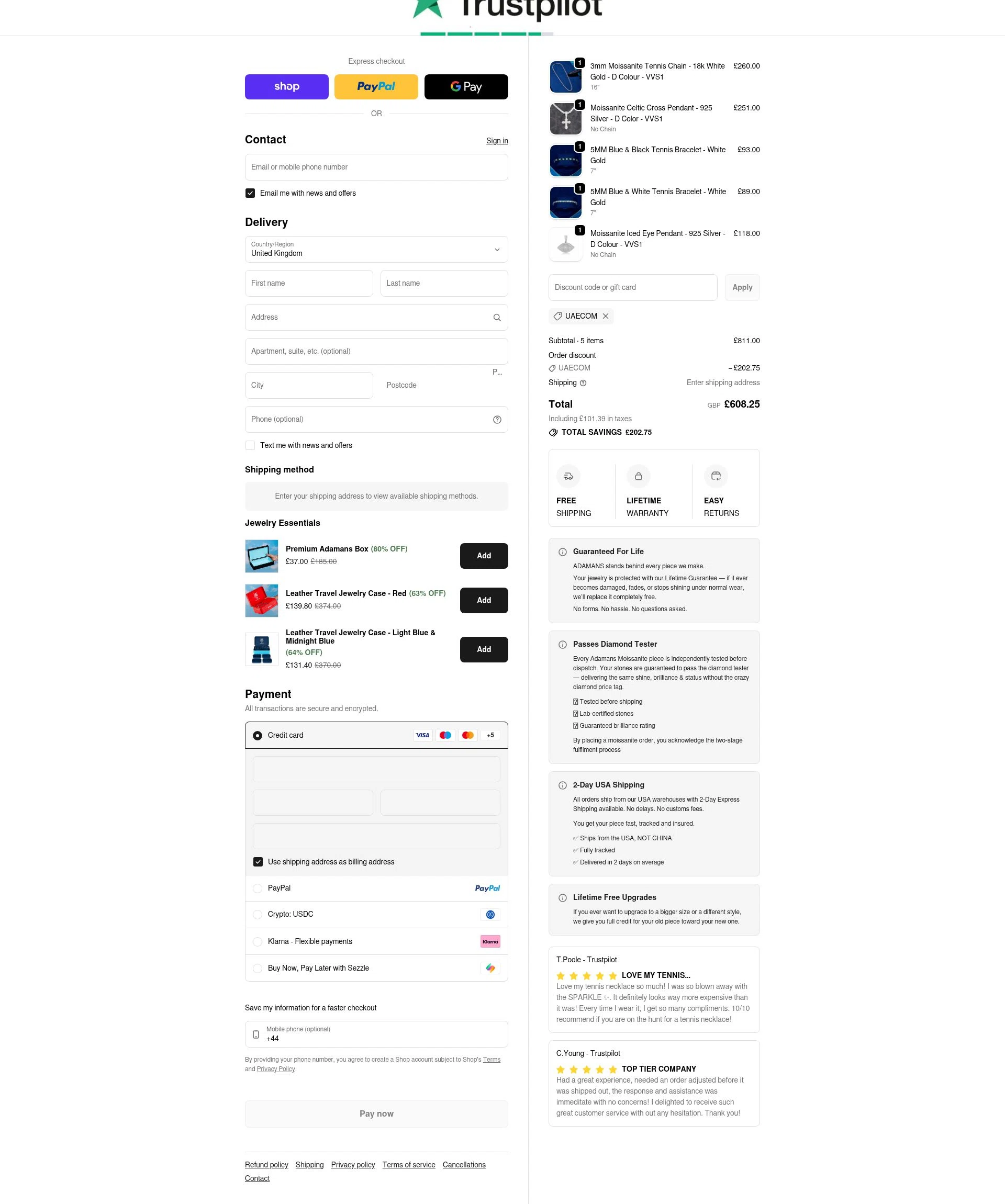 Adamans checkout page showing Adamans discount code box | Screenshot taken by SimplyCodes community member on Feb 18, 2026