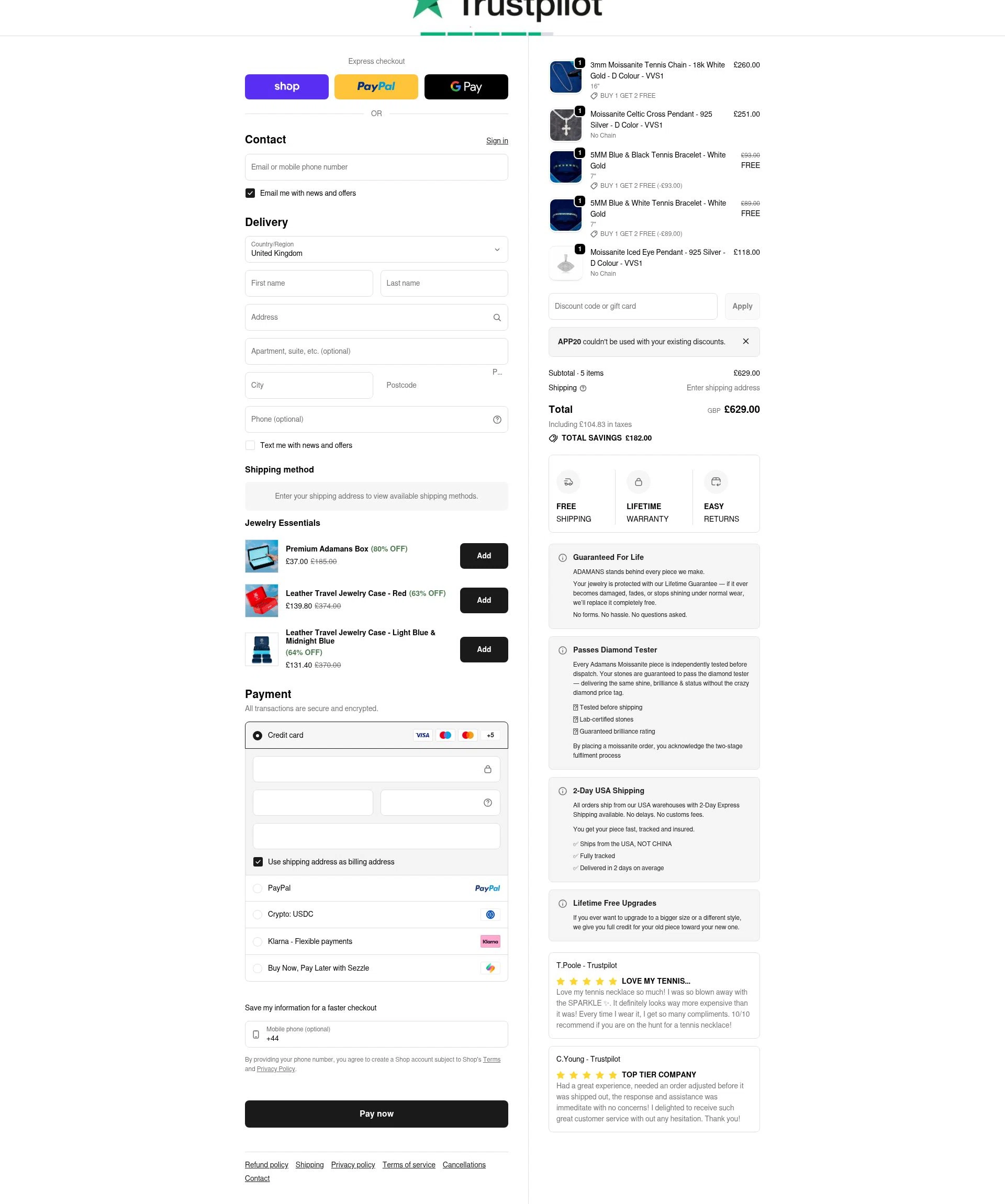 Adamans checkout page showing Adamans discount code box | Screenshot taken by SimplyCodes community member on Feb 18, 2026